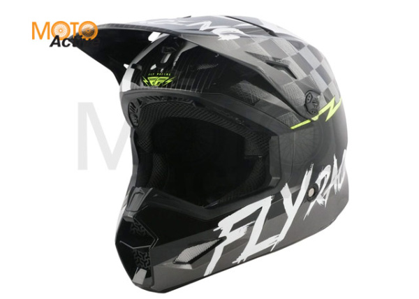 Шлем детский (кроссовый) FLY RACING KINETIC SKETCH ECE, черный/белый/Hi-Vis желтый